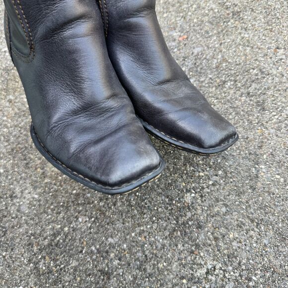 Born Rascal Ankle Bootie Womens 6 Brown Pull On Leather Square Toe Western Boots - Picture 6 of 9